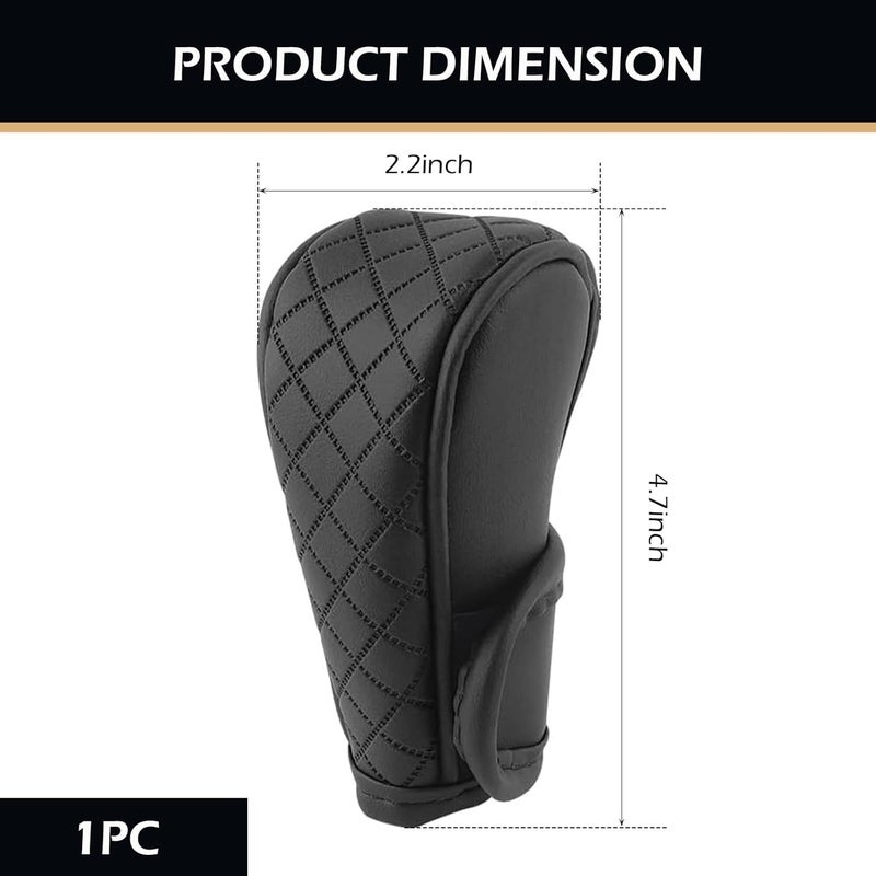 Zikefest Car Gear Shift Cover, Leather Shifter Cover, Gear Shift Knob Cover for Shift Lever Protection, Universal Car Gear Shift Cover, Car Decoration Accessories (Black) - Image 2